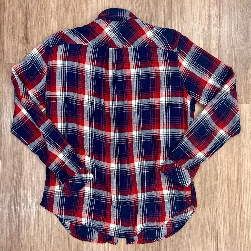 Rails Plaid Lennox Button Up Shirt Top M Navy Red - Picture 7 of 9